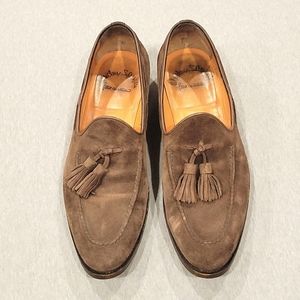 SUEDE LOAFERS SANTONI BROWN LEATHER SHOES